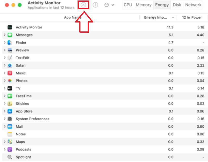 activity monitor close apps