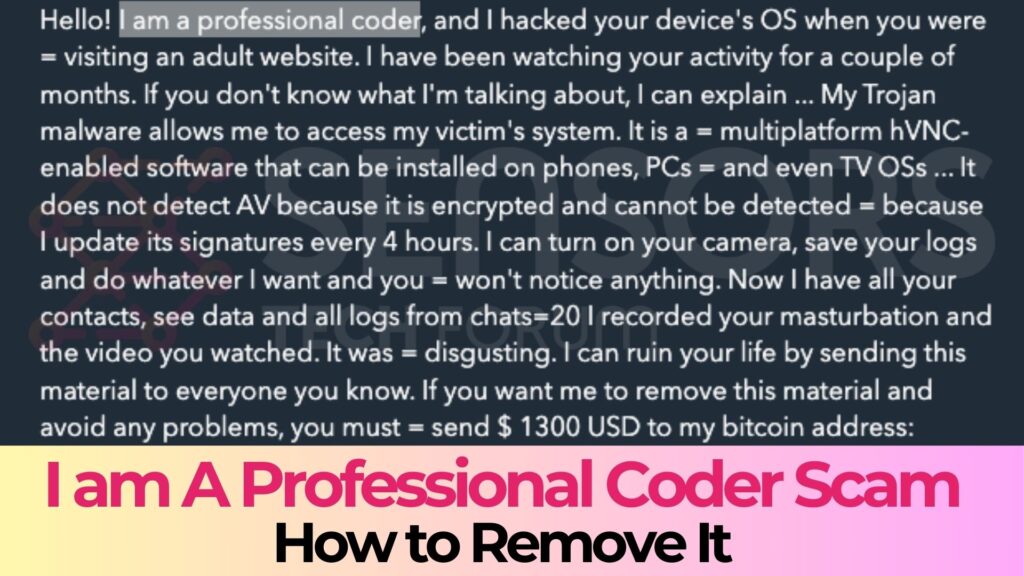 I Am a Professional Coder E-Mail Scam