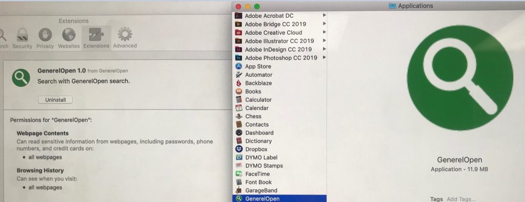 Mac Problem 2 - toolbar or adware extension