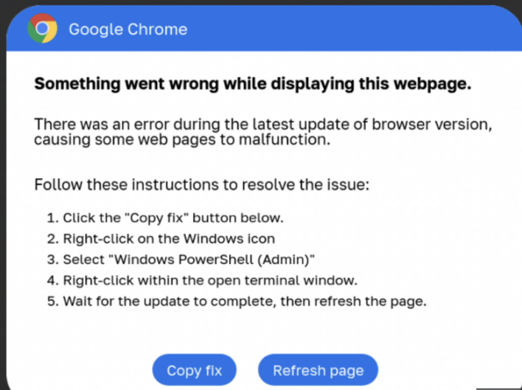 Something Went Wrong While Displaying This Webpage Scam