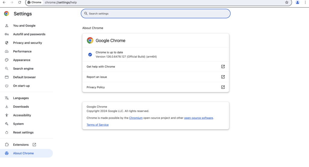Chrome is up to date